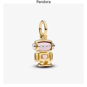Pandora Gold and Pink Robot Charm Bracelet
